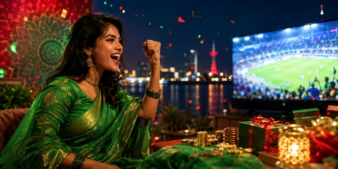 A woman in a saree in Chittagong enjoying the betting experience — acewin9 entertainment